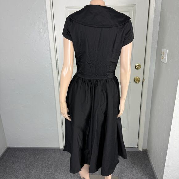Pinup Couture Womens Dress Large Retro Pinup Cotton Blend Collar S/S Stretch H7 - Picture 4 of 8